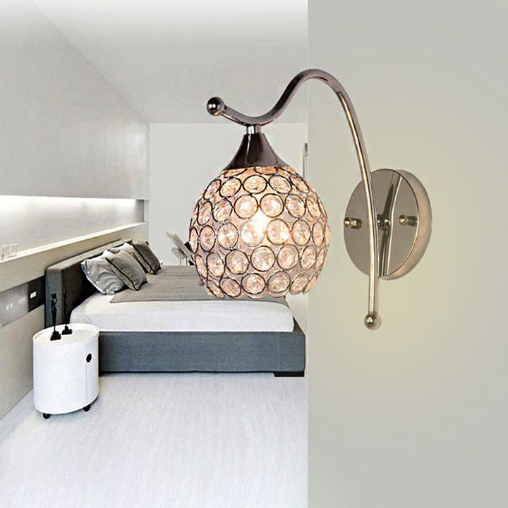 Lisslune | Dome Wall Light Modern Crystal 1 Light Hallway Wall Mounted Light with Chrome Backplate