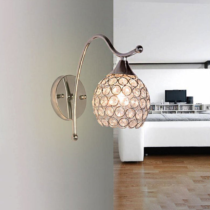 Lisslune | Dome Wall Light Modern Crystal 1 Light Hallway Wall Mounted Light with Chrome Backplate