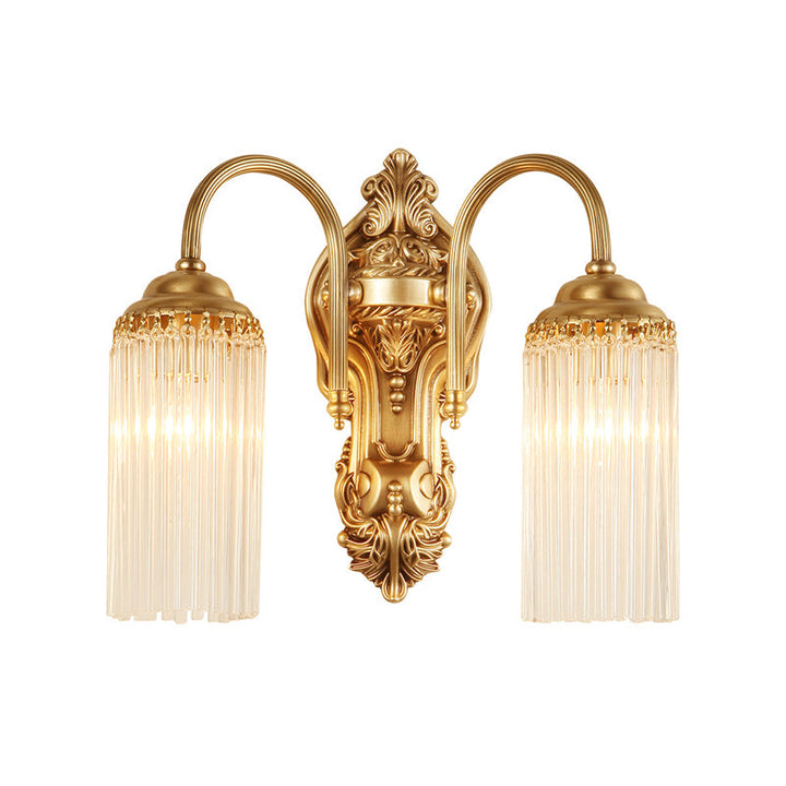 Skørter | Gold Cylinder Wall Light Nordic 1/2 Light Metal Wall Light with Crystal Rod Shade