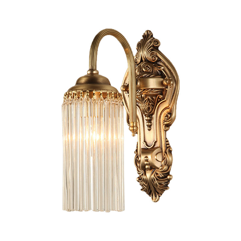 Skørter | Gold Cylinder Wall Light Nordic 1/2 Light Metal Wall Light with Crystal Rod Shade