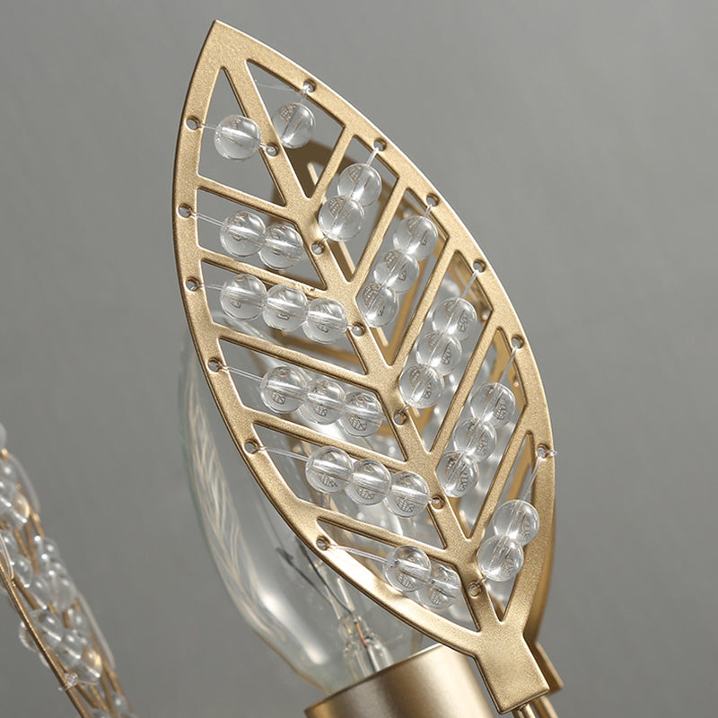 Lisslune | Modernism 1 Light Wall Lamp with Crystal Leaf Bronze Branch Wall Mounted Light for Bedroom