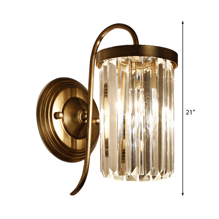 Lisslune | Prismatic Crystal Cylinder Wall Light Modern 1 Light Gold/Black Wall Mount Light