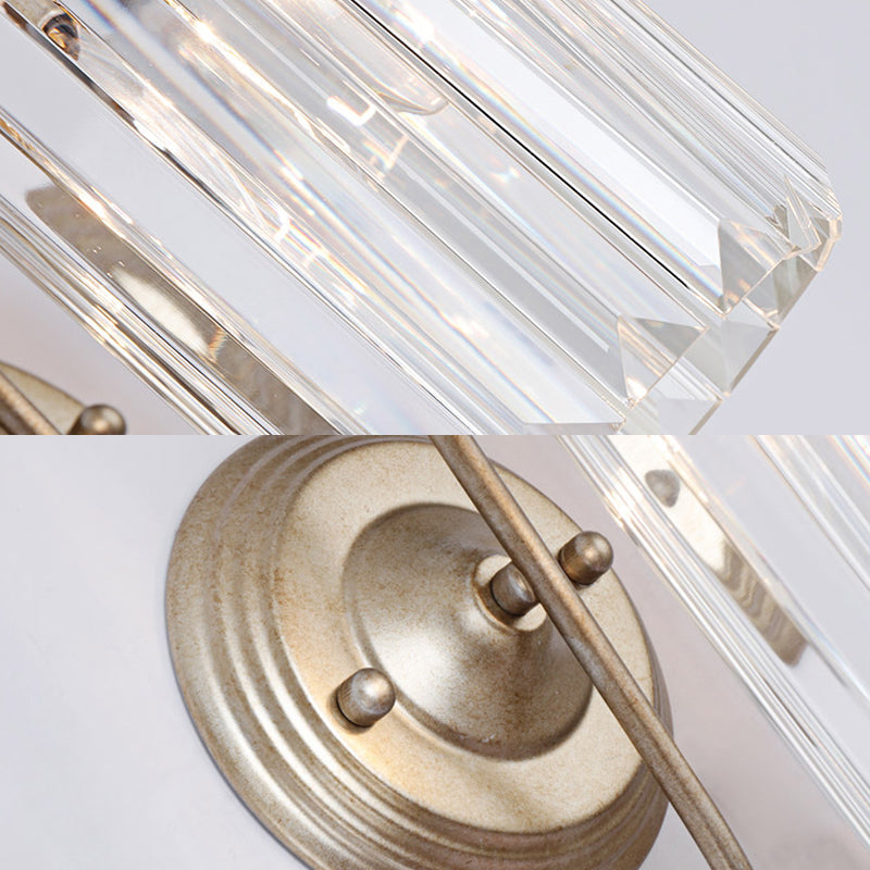 Lisslune | Prismatic Crystal Cylinder Wall Light Modern 1 Light Gold/Black Wall Mount Light