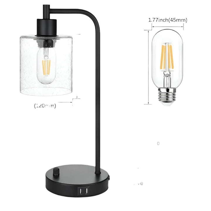 Lisslune | ClarityCharge LED desk lamp – Modern glass shade