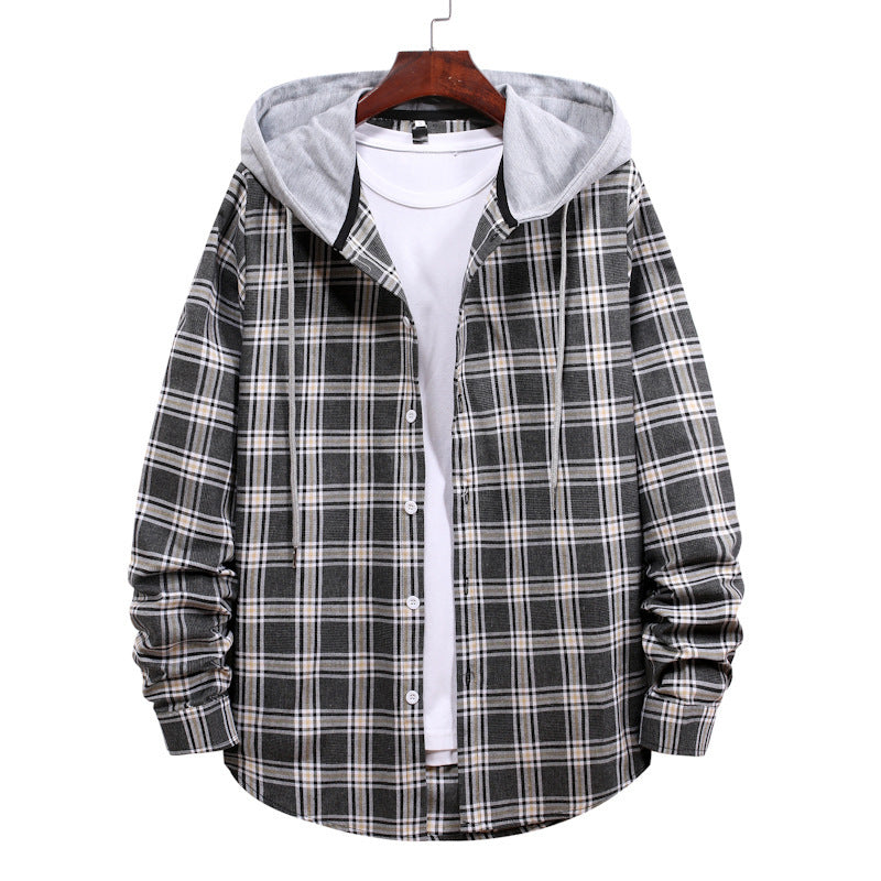 Men's transitional shirts with integrated hood and checkered design Lisslune