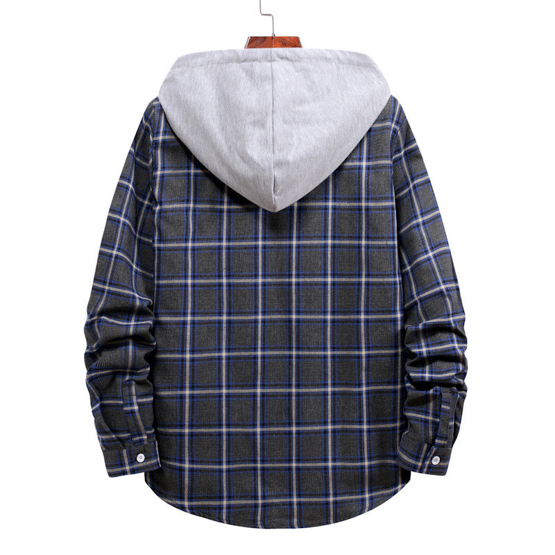 Men's transitional shirts with integrated hood and checkered design Lisslune