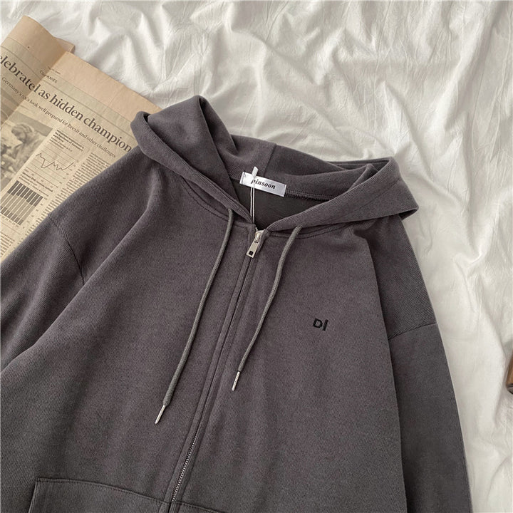 Women casual hoodie with full zip and practical side pockets Lisslune