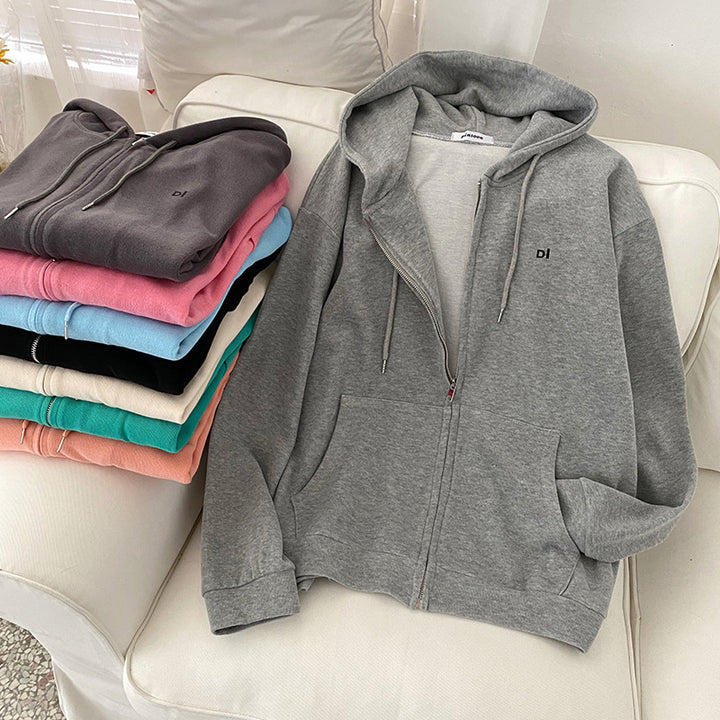 Women casual hoodie with full zip and practical side pockets Lisslune