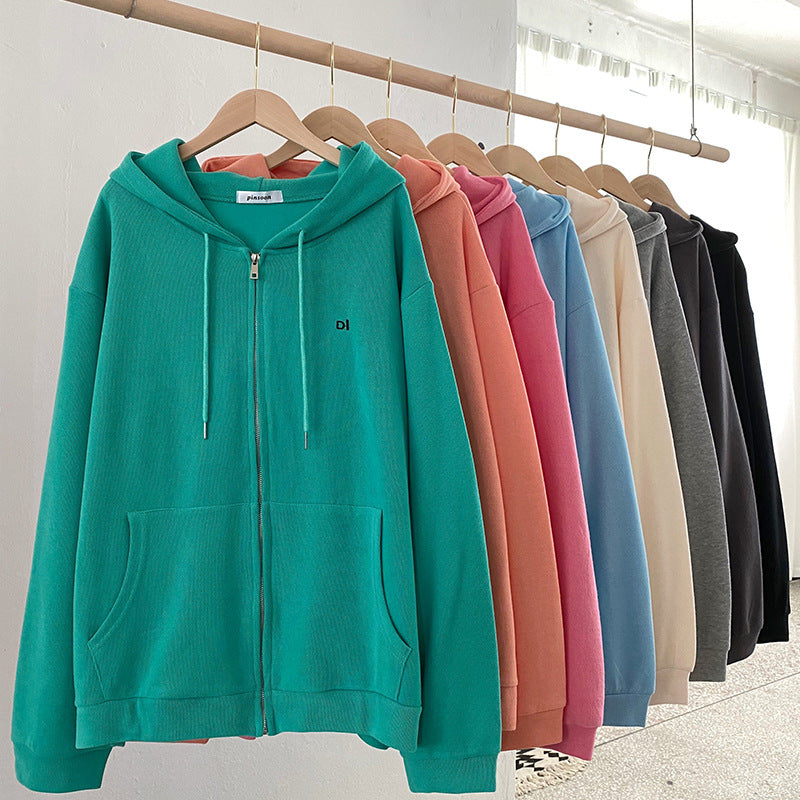 Women casual hoodie with full zip and practical side pockets Lisslune