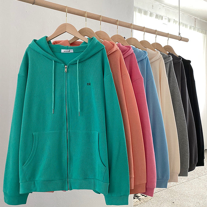 Women casual hoodie with full zip and practical side pockets Lisslune