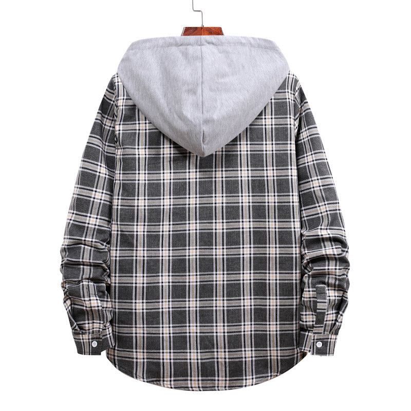 Men's transitional shirts with integrated hood and checkered design Lisslune