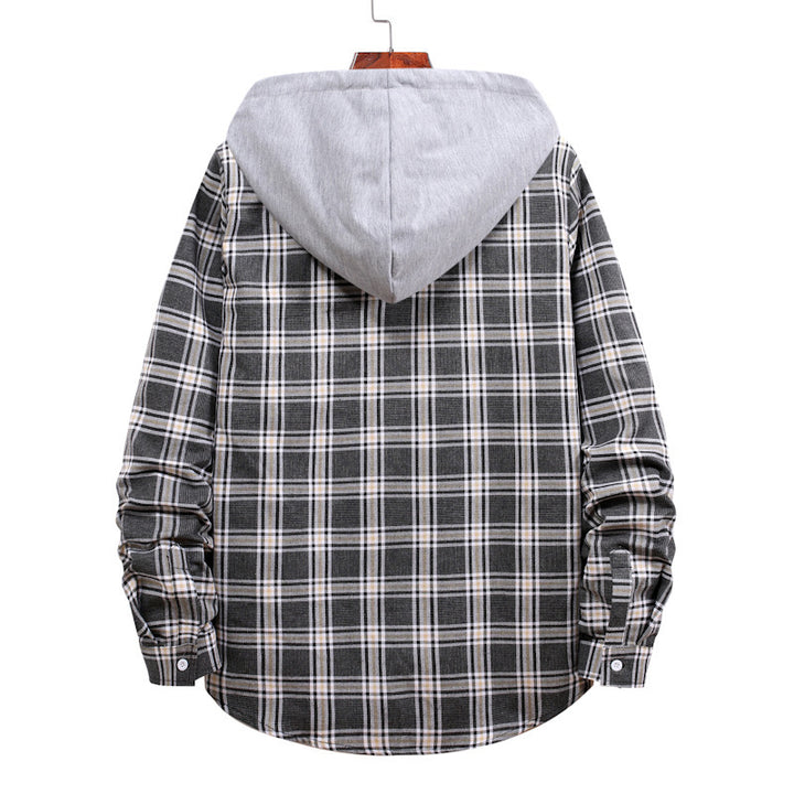 Men's transitional shirts with integrated hood and checkered design Lisslune