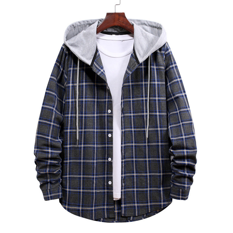 Men's transitional shirts with integrated hood and checkered design Lisslune
