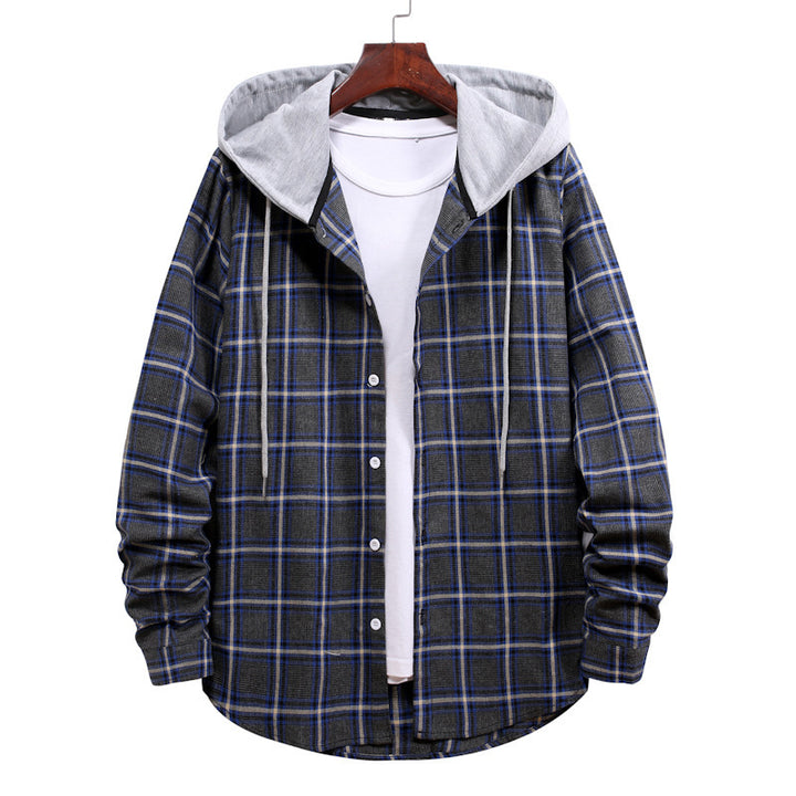 Men's transitional shirts with integrated hood and checkered design Lisslune