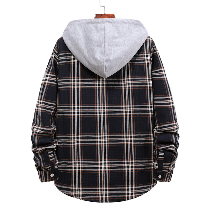 Men's transitional jacket with integrated hood and check pattern Lisslune