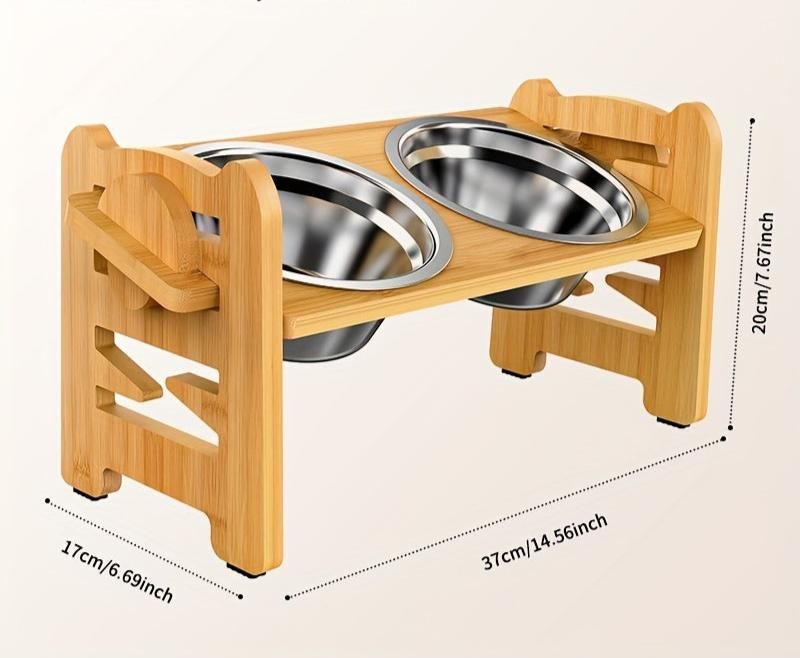 Lisslune | Elevated non-slip dog bowl stand with double bowls