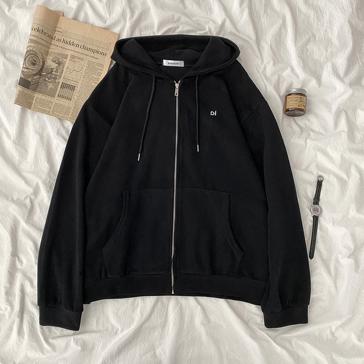 Women casual hoodie with full zip and practical side pockets Lisslune