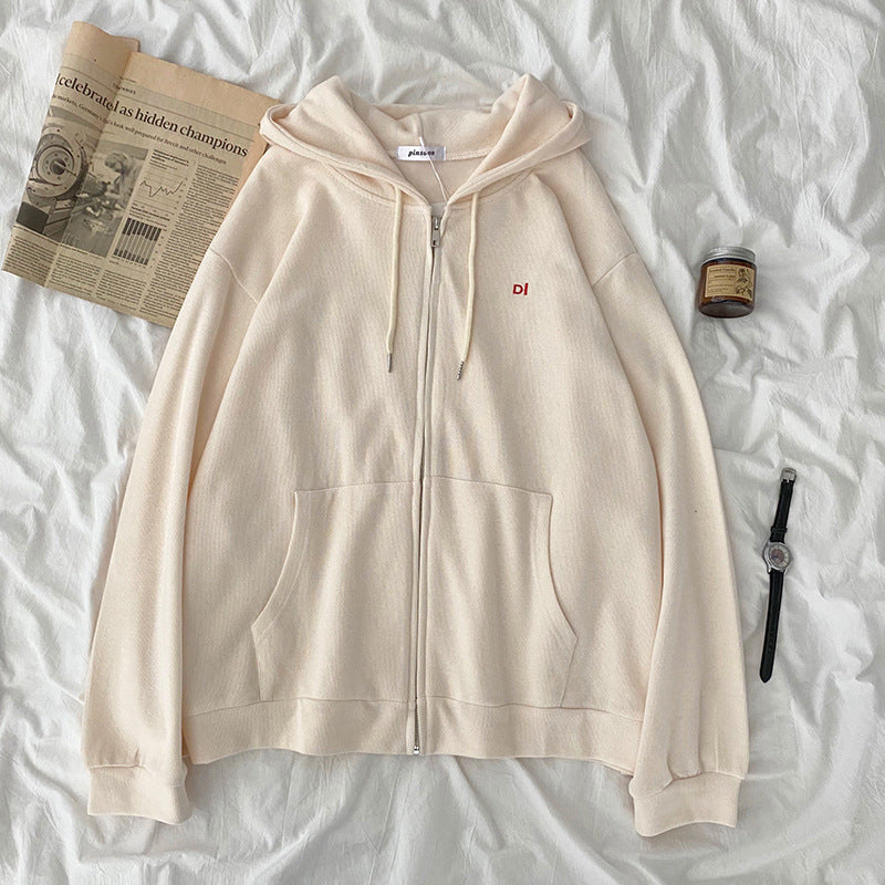 Women casual hoodie with full zip and practical side pockets Lisslune