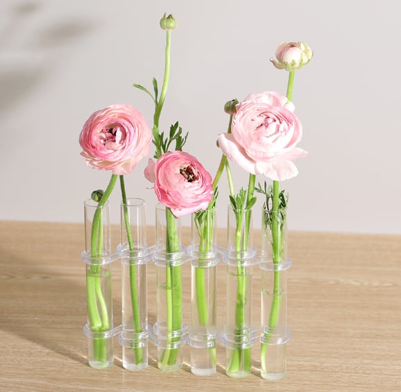 Lisslune | Flexible Flower Vases with Hinges | Modern Glass Tube Vase