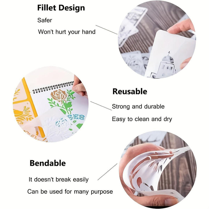 Lisslune | 12-piece reusable flower stencil set with cherry blossom and ivy patterns