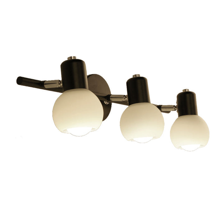 Skørter | Globe Frosted Glass Vanity Lighting Traditional Style 2/3 Lights Bathroom Wall Mounted Lamp in Black