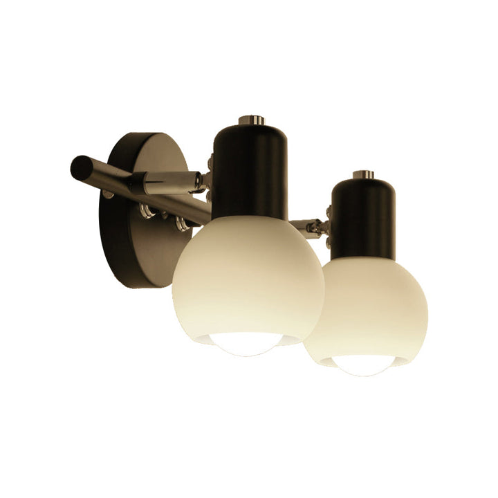 Skørter | Globe Frosted Glass Vanity Lighting Traditional Style 2/3 Lights Bathroom Wall Mounted Lamp in Black