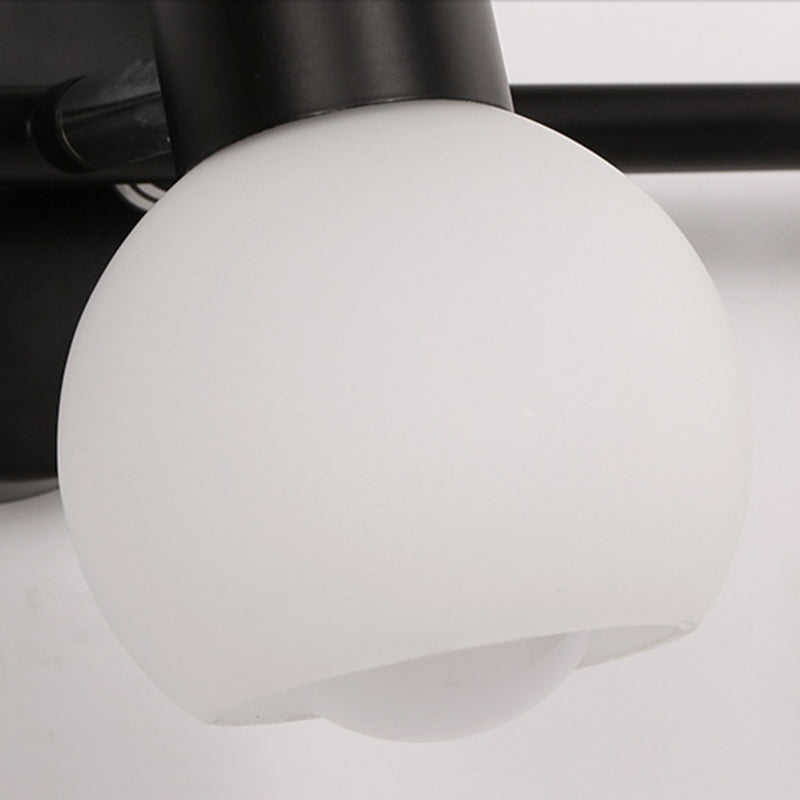 Skørter | Globe Frosted Glass Vanity Lighting Traditional Style 2/3 Lights Bathroom Wall Mounted Lamp in Black