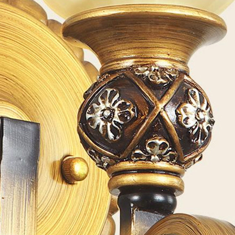 Skørter | 1/2/3 Lights Frosted Glass Vanity Light Fixture Traditional Gold Bowl/Bell Bathroom Wall Lighting