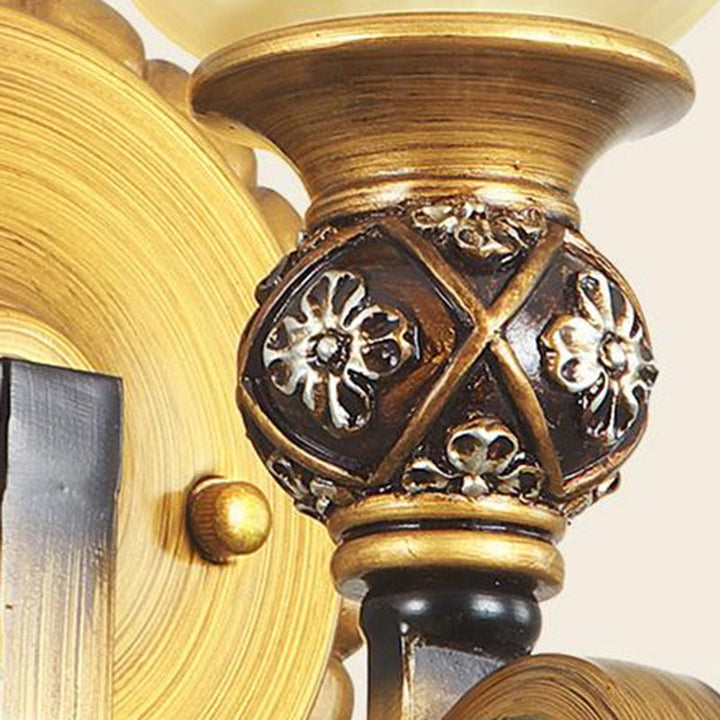 Skørter | 1/2/3 Lights Frosted Glass Vanity Light Fixture Traditional Gold Bowl/Bell Bathroom Wall Lighting
