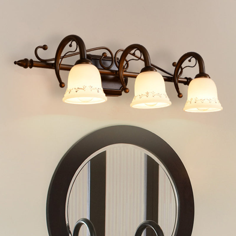 Skørter | Bell Bathroom Wall Lamp Classic Satinated Glass 2/3/4 Lights Red Brown Make-Up Lighting