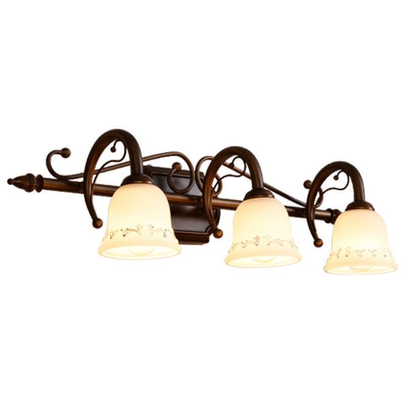 Skørter | Bell Bathroom Wall Lamp Classic Satinated Glass 2/3/4 Lights Red Brown Make-Up Lighting