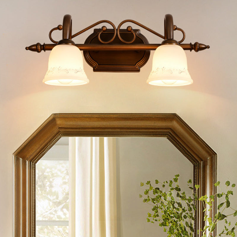 Skørter | Bell Bathroom Wall Lamp Classic Satinated Glass 2/3/4 Lights Red Brown Make-Up Lighting