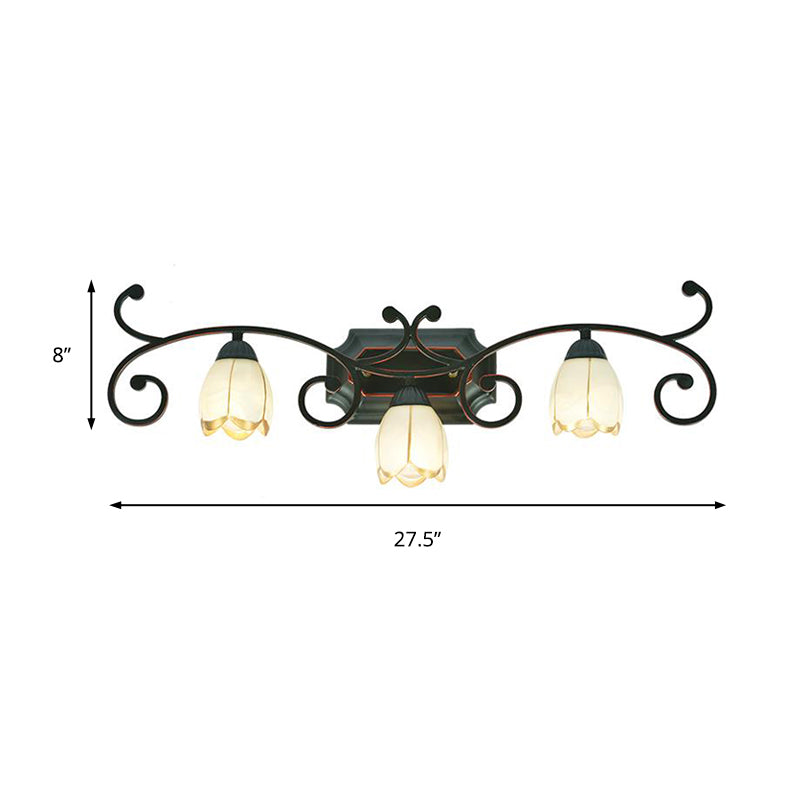 Skørter | Red Brown 1/2/3 Lights Wall Lamp Classic Frosted Glass Flower Shape Vanity Lighting Fixture