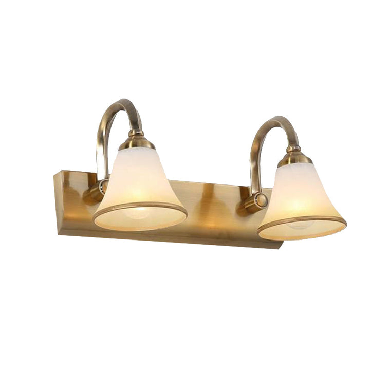 Skørter | Brass Bell Shape Wall Light Classic Satin Glass 2/3/4 Lights Bathroom Sconce Lamp