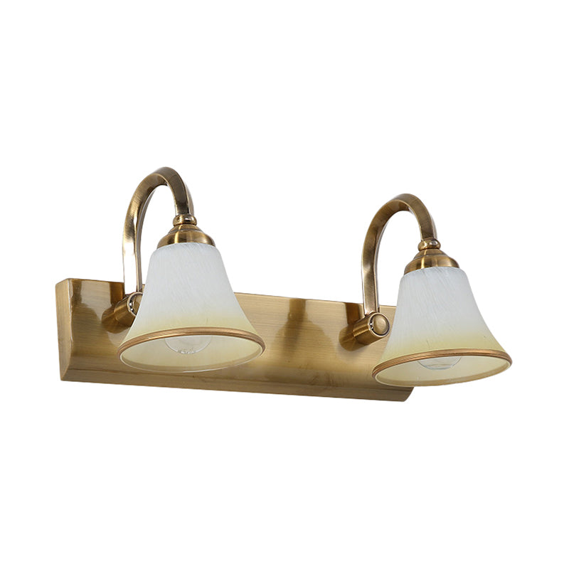 Skørter | Brass Bell Shape Wall Light Classic Satin Glass 2/3/4 Lights Bathroom Sconce Lamp