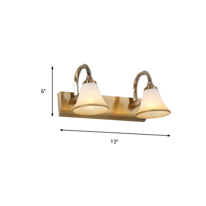 Skørter | Brass Bell Shape Wall Light Classic Satin Glass 2/3/4 Lights Bathroom Sconce Lamp