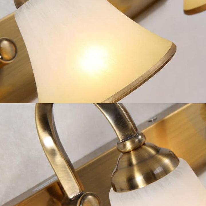 Skørter | Brass Bell Shape Wall Light Classic Satin Glass 2/3/4 Lights Bathroom Sconce Lamp