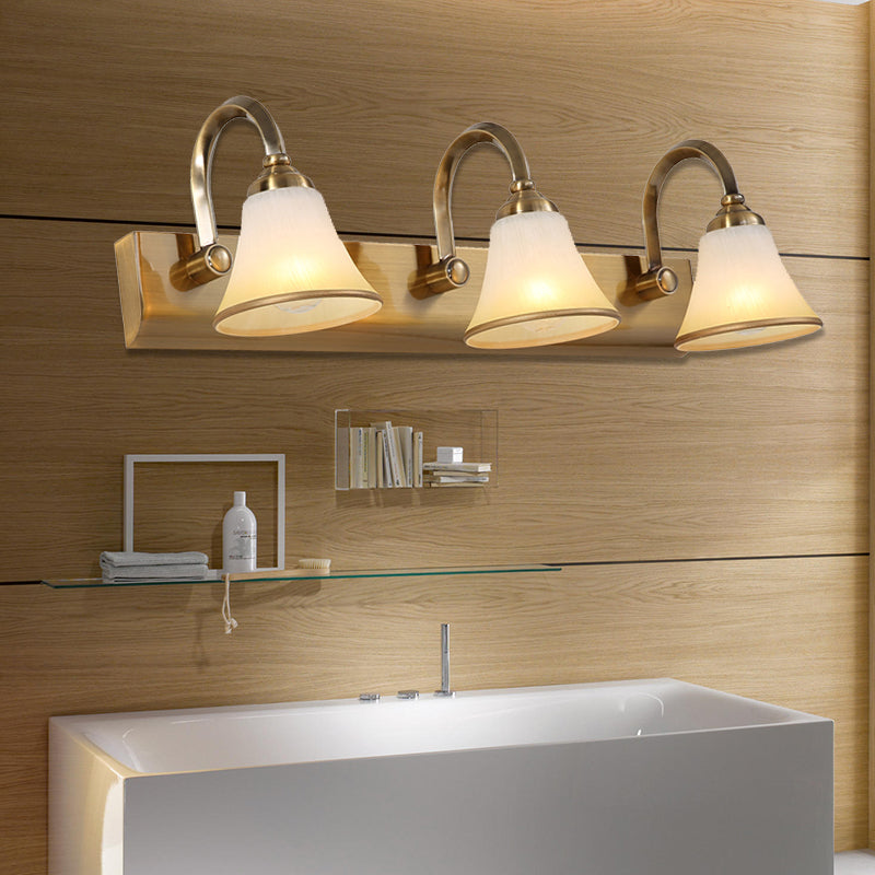 Skørter | Brass Bell Shape Wall Light Classic Satin Glass 2/3/4 Lights Bathroom Sconce Lamp