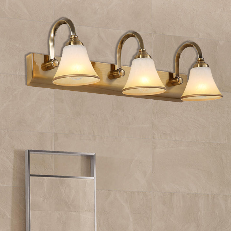 Skørter | Brass Bell Shape Wall Light Classic Satin Glass 2/3/4 Lights Bathroom Sconce Lamp