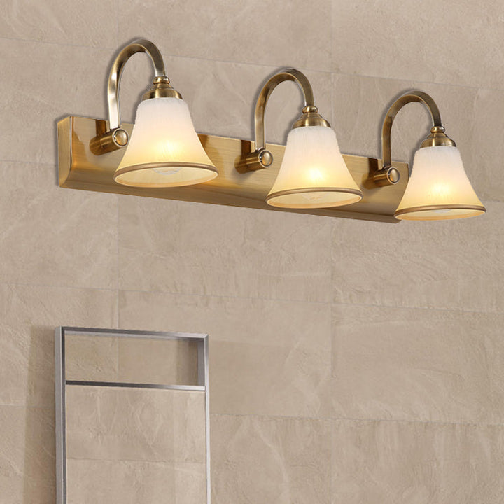 Skørter | Brass Bell Shape Wall Light Classic Satin Glass 2/3/4 Lights Bathroom Sconce Lamp