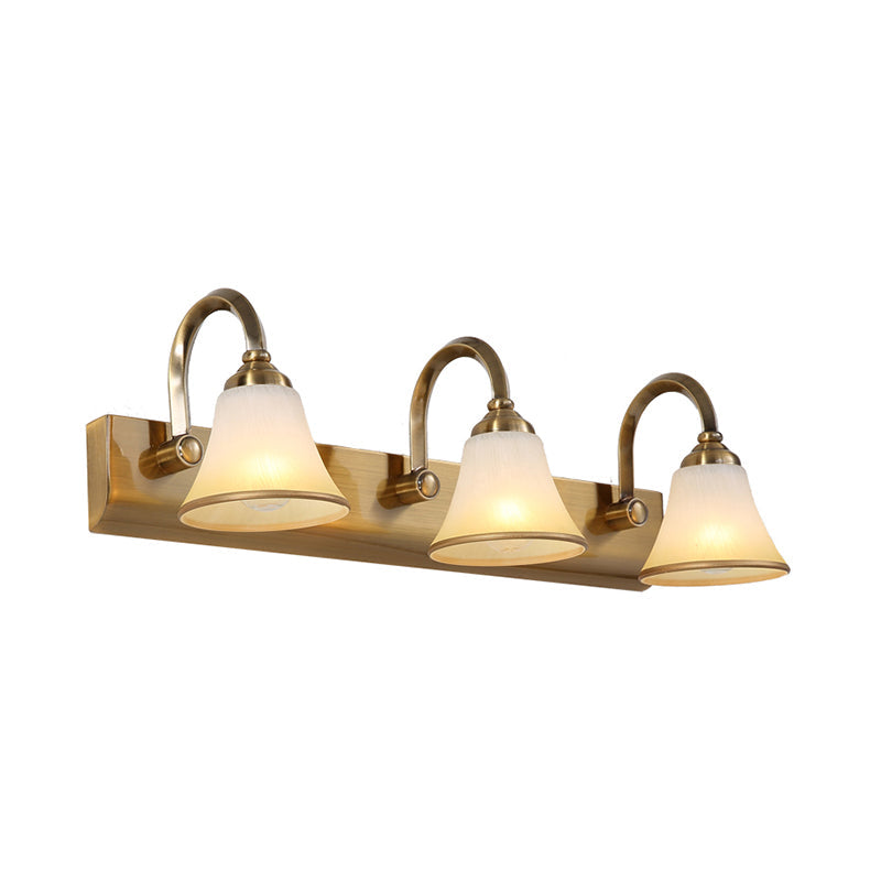 Skørter | Brass Bell Shape Wall Light Classic Satin Glass 2/3/4 Lights Bathroom Sconce Lamp