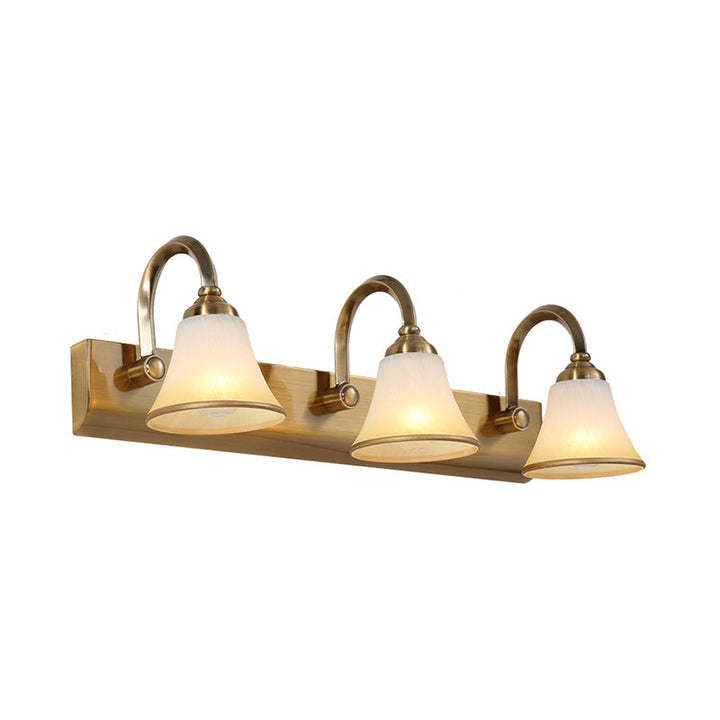 Skørter | Brass Bell Shape Wall Light Classic Satin Glass 2/3/4 Lights Bathroom Sconce Lamp