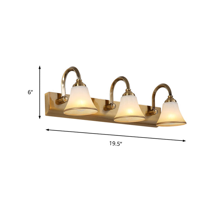 Skørter | Brass Bell Shape Wall Light Classic Satin Glass 2/3/4 Lights Bathroom Sconce Lamp