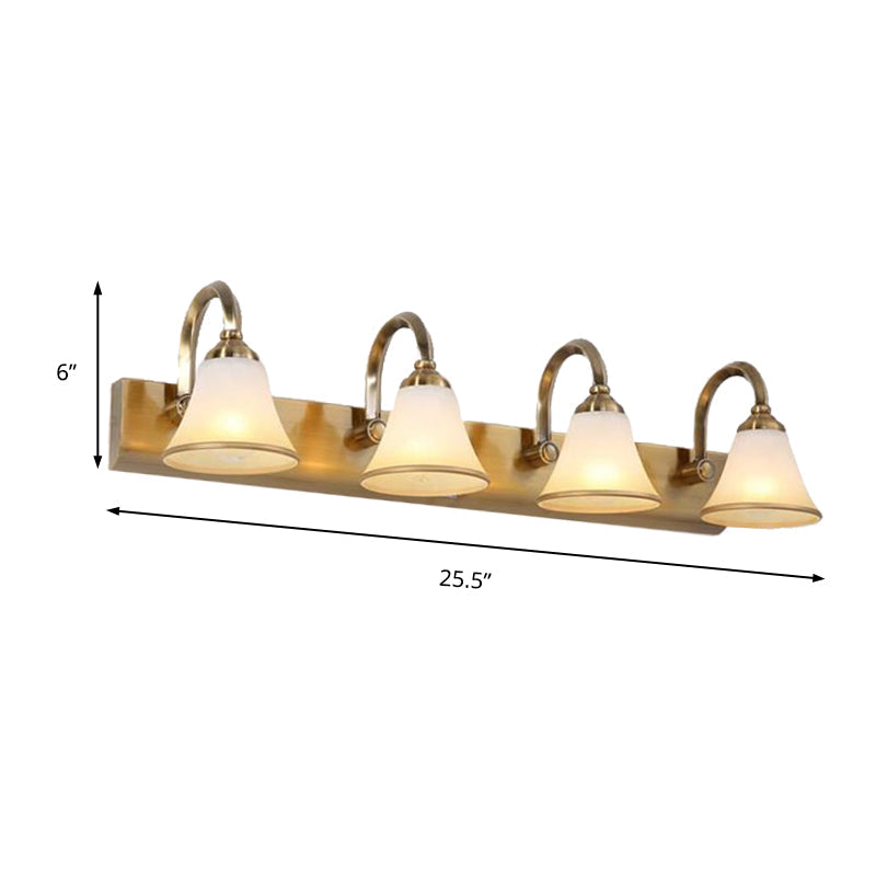 Skørter | Brass Bell Shape Wall Light Classic Satin Glass 2/3/4 Lights Bathroom Sconce Lamp