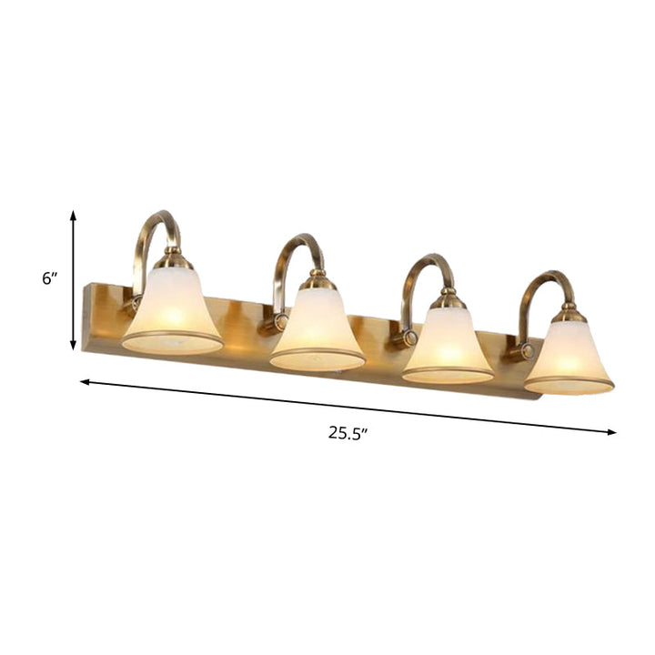 Skørter | Brass Bell Shape Wall Light Classic Satin Glass 2/3/4 Lights Bathroom Sconce Lamp