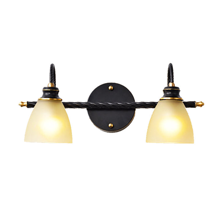 Skørter | 2/3 Lights Vanity Lamp Traditional Bell Frosted Glass Wall Lamp in Black for Bathroom