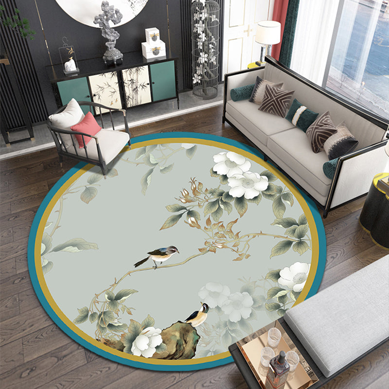 Lisslune | Classic Oriental Rug Multi-colored Flower and Bird Design Rug with Non-Slip Back Stain Resistant Pet-Friendly Rug for Living Room