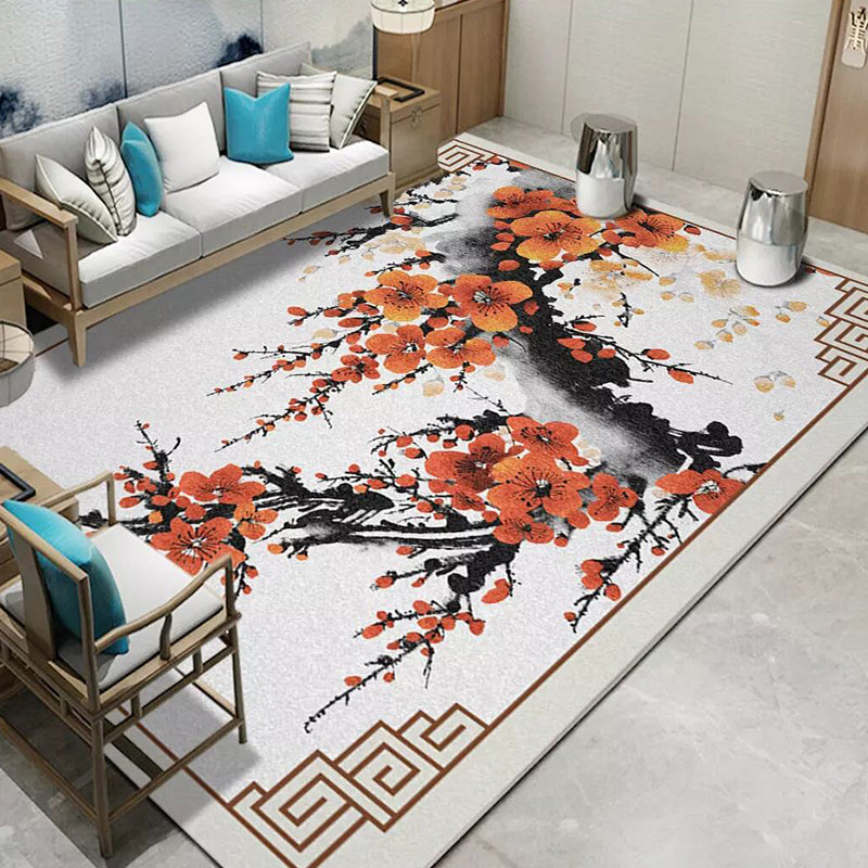 Lisslune | Glamour Drawing Print Rug Multicolor Chinoiserie Rug Synthetic Pet Friendly Non-Slip Back Washable Rug for Home