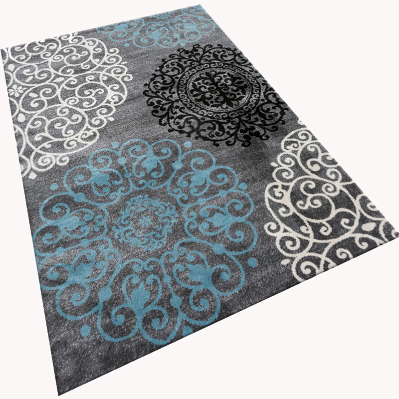 Lisslune | Glamour Drawing Print Rug Multicolor Chinoiserie Rug Synthetic Pet Friendly Non-Slip Back Washable Rug for Home