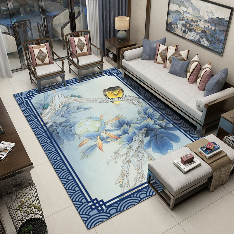 Lisslune | Fancy Multicolor Flower Rug Polypropylene Asian Style Rug Stain Resistant Anti-Slip Backing Pet Friendly Rug for Guest Room